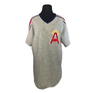 Los Angeles Angels Mens XL Vneck Short Sleeve Sweatshirt Heather Gray Red Navy